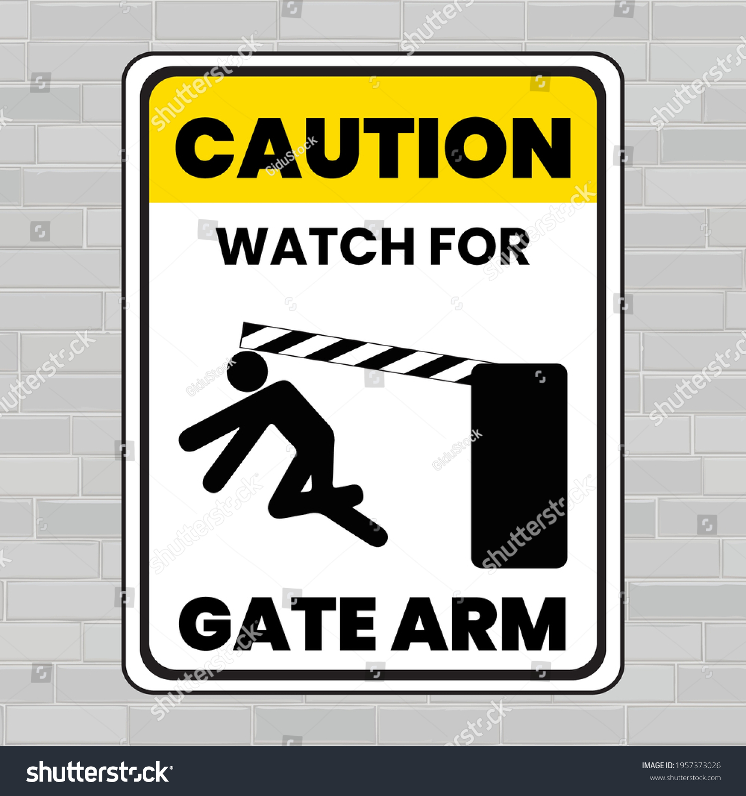 Warning sign Moving Gate Hazard Symbol. Caution Royalty Free Stock