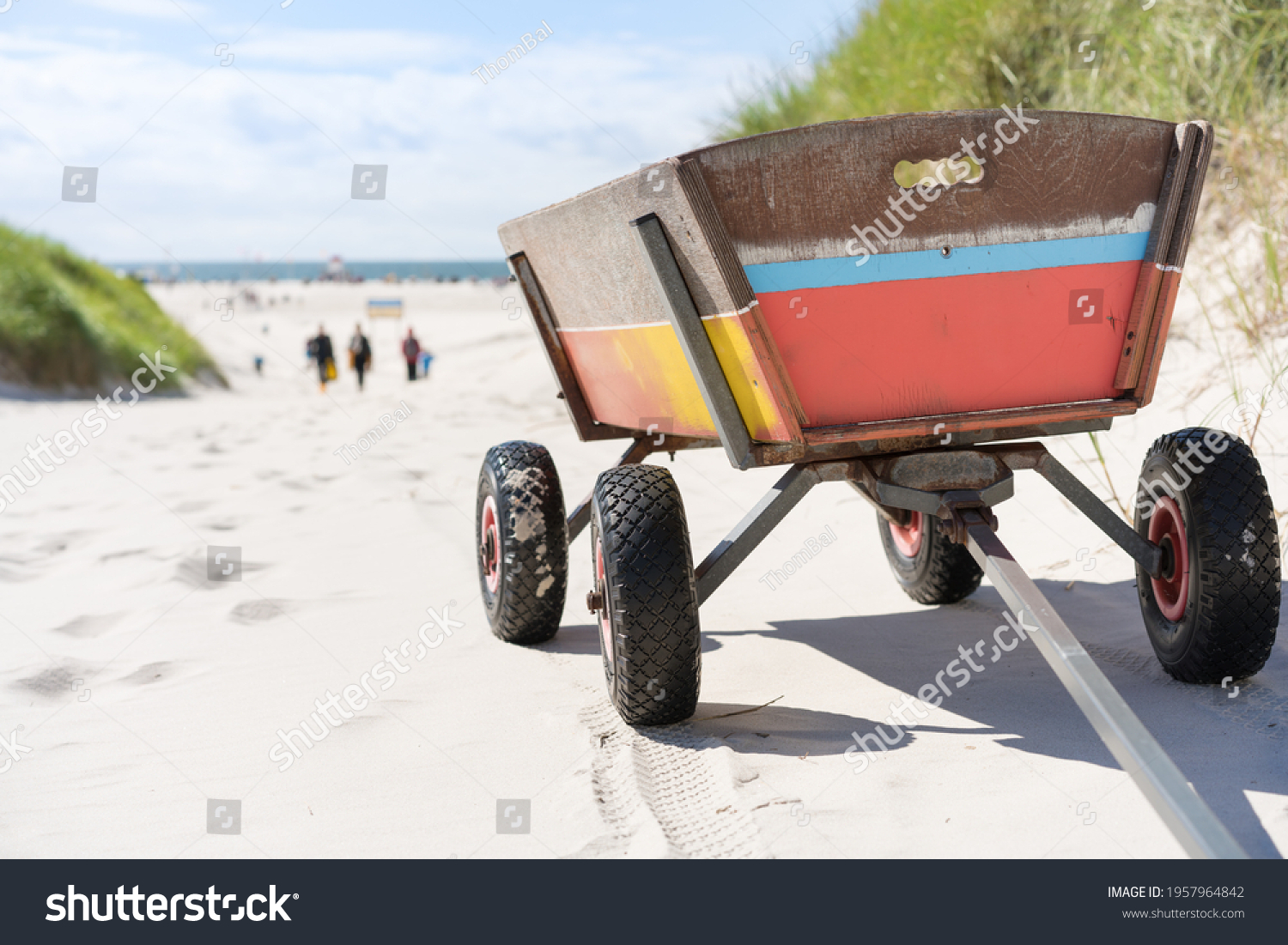 Handcart at the North Sea beach  #1957964842