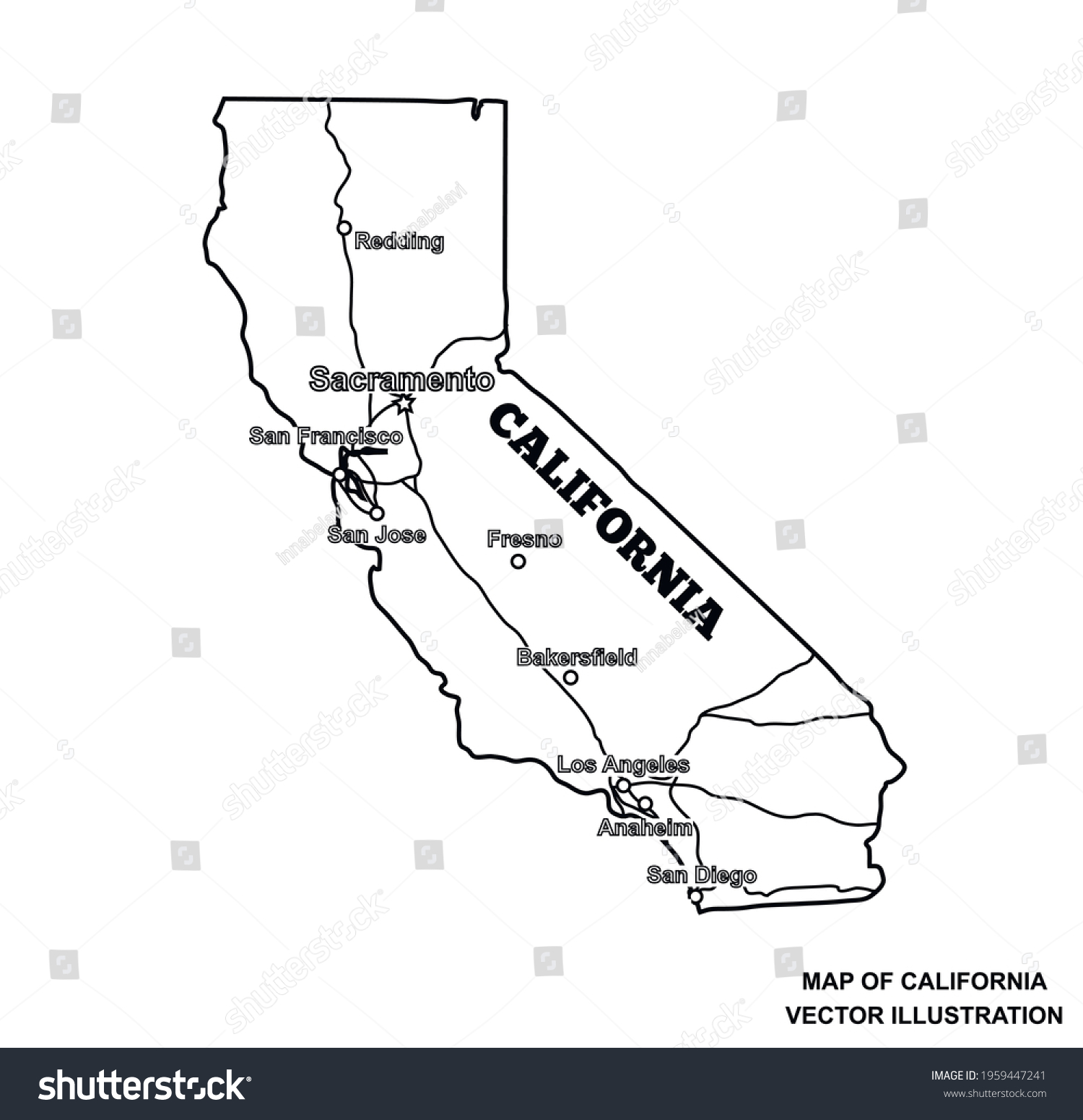 Map of California. Vector Illustration with Map - Royalty Free Stock ...