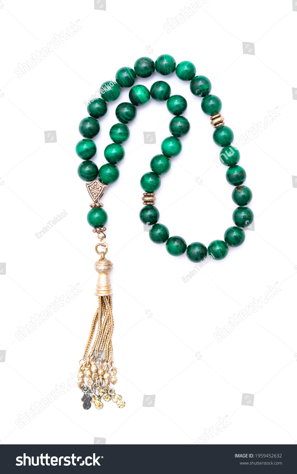 Muslim prayer rosary beads isolated on white background. #1959452632