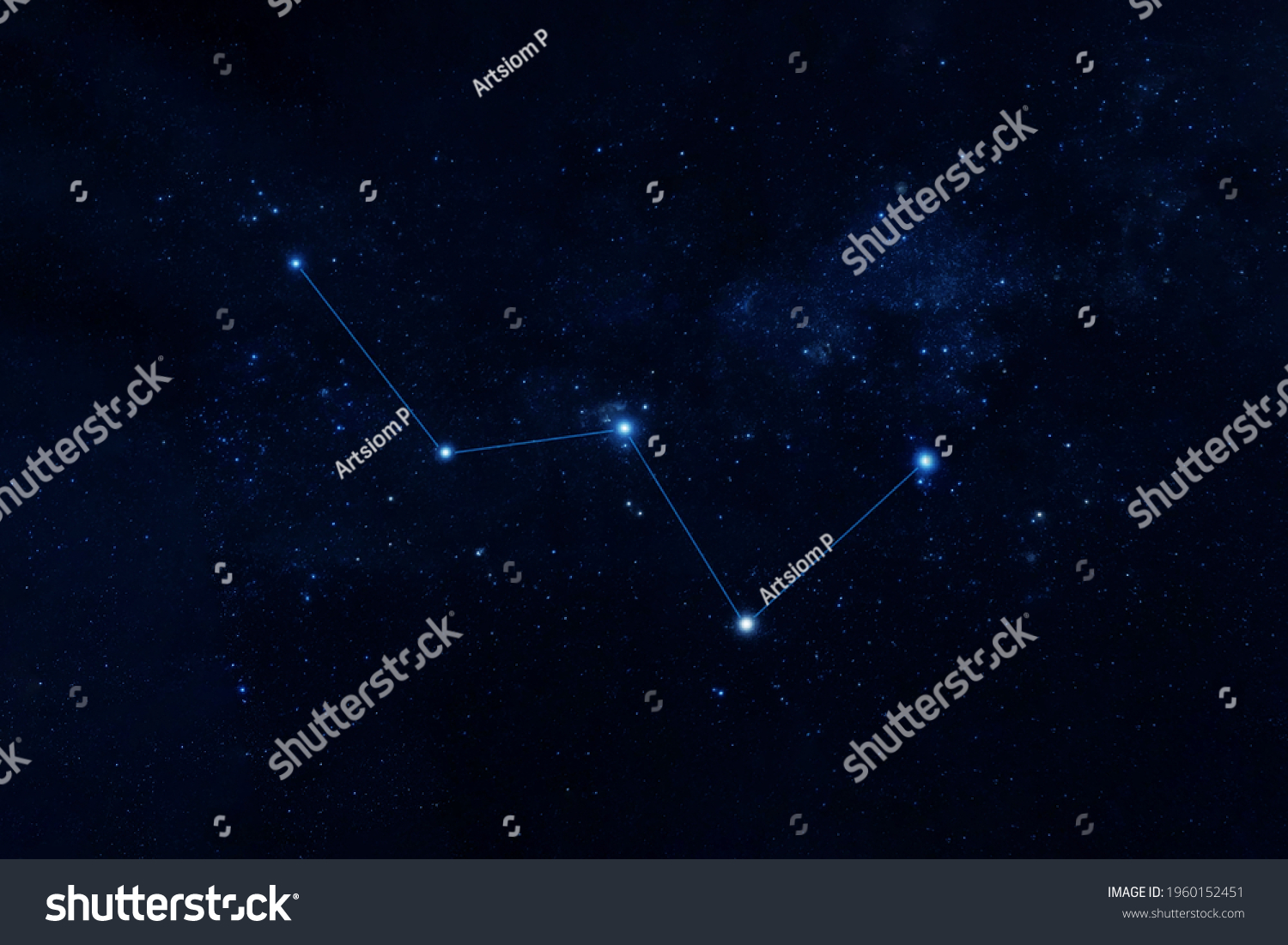 Constellation Cassiopeia. Against a dark background. Elements of this image were furnished by NASA. High quality photo #1960152451