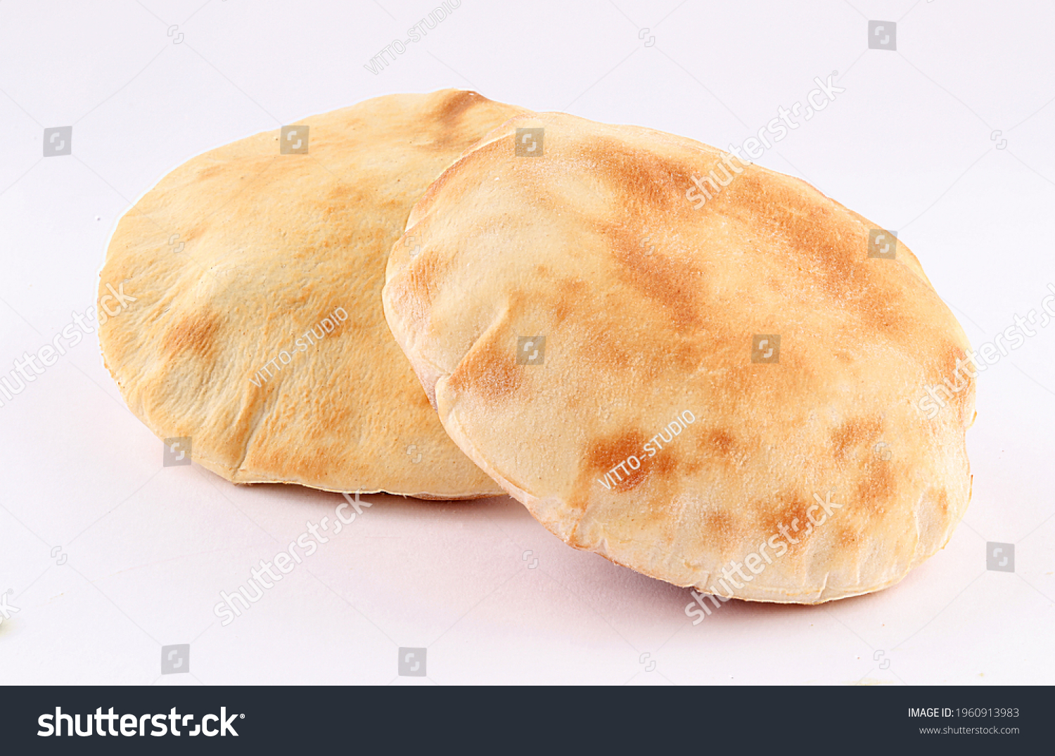 small arabic lebnani bread isolated on white background #1960913983
