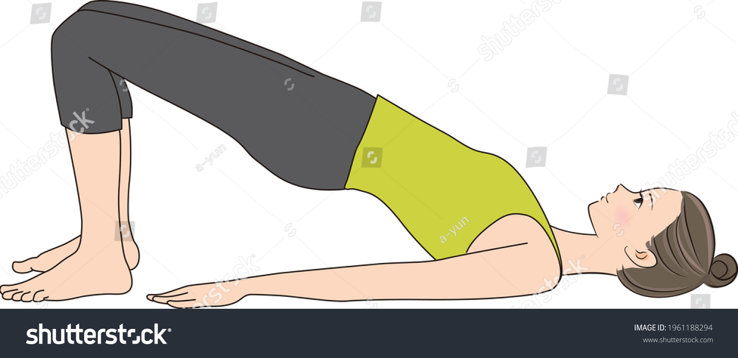 Pilates, Pose Illustration, Shoulder Bridge - Royalty Free Stock Vector ...