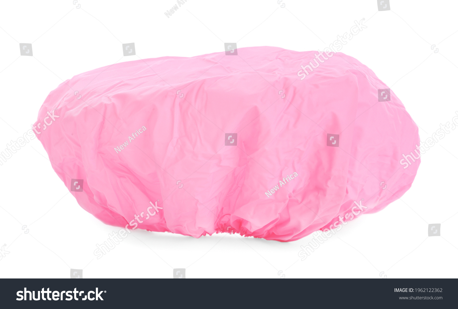 Pink waterproof shower cap isolated on white #1962122362