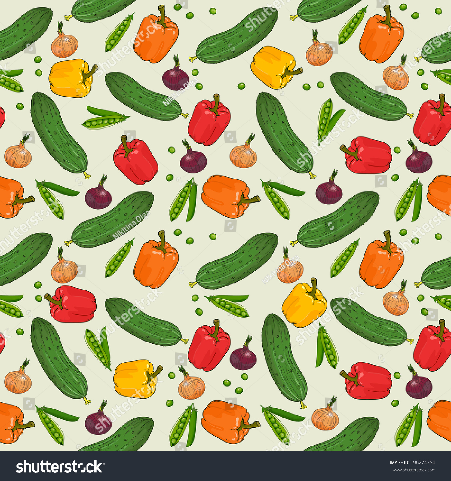 Vegetables pattern in vector, seamless pattern background #196274354