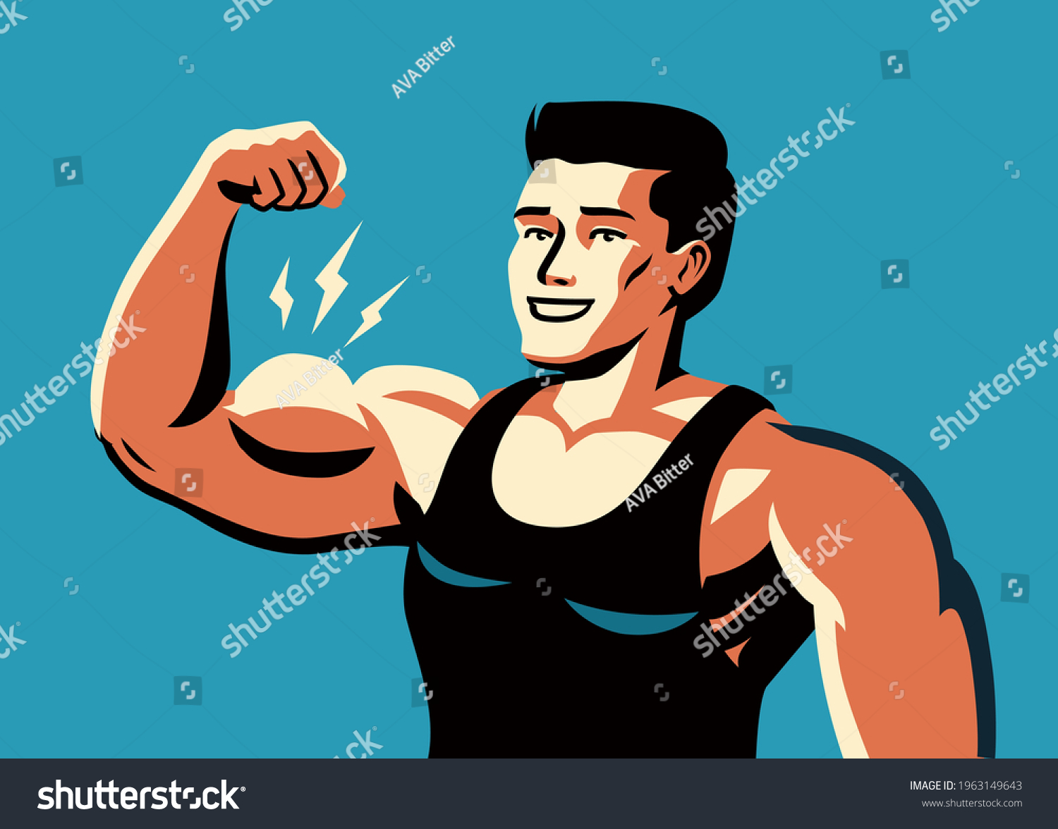 Muscular Man Flexing Arm Straining Strong Biceps Royalty Free Stock