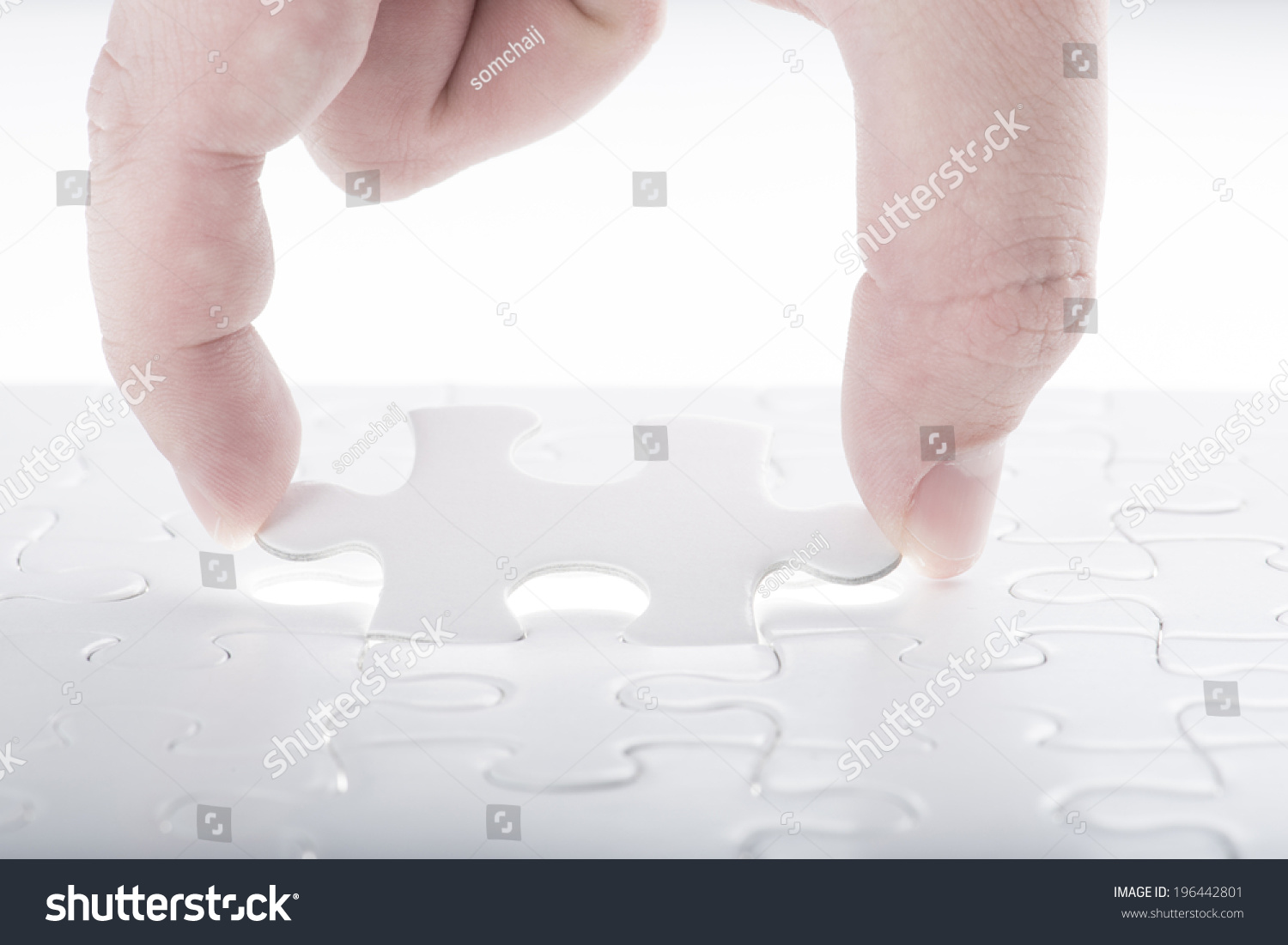 Missing jigsaw puzzle piece with light glow, business concept for completing the final puzzle piece #196442801