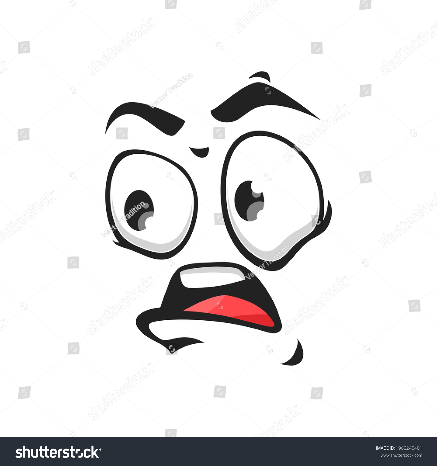 Cartoon grumble face, vector emoji with annoyed - Royalty Free Stock ...