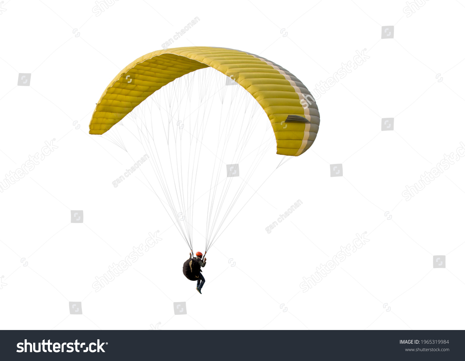 The sportsman flying on a paraglider. Beautiful paraglider in flight on a white background. isolated #1965319984