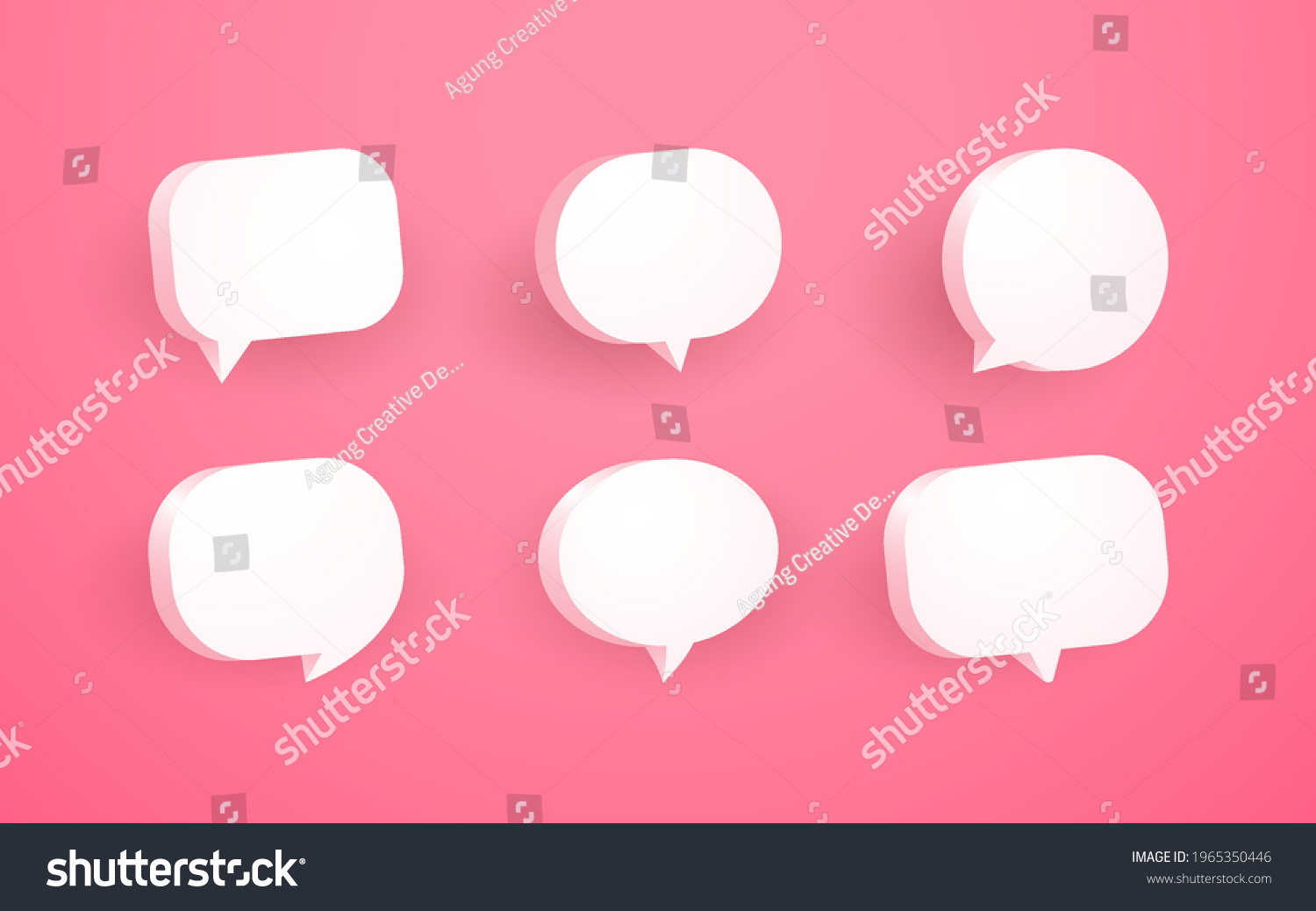 3d pink speech bubble chat icon collection set poster and sticker concept Banner  #1965350446