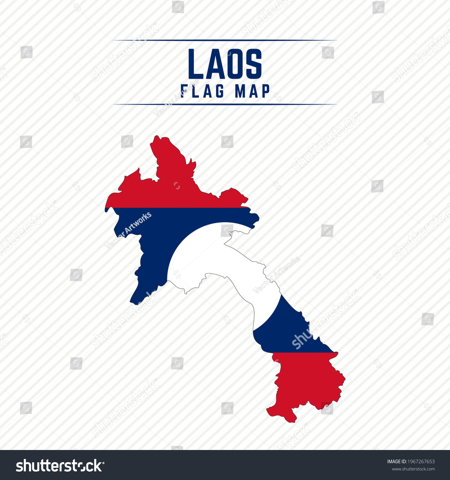 Flag Map Of Laos Laos Flag Map Royalty Free Stock Vector 1967267653