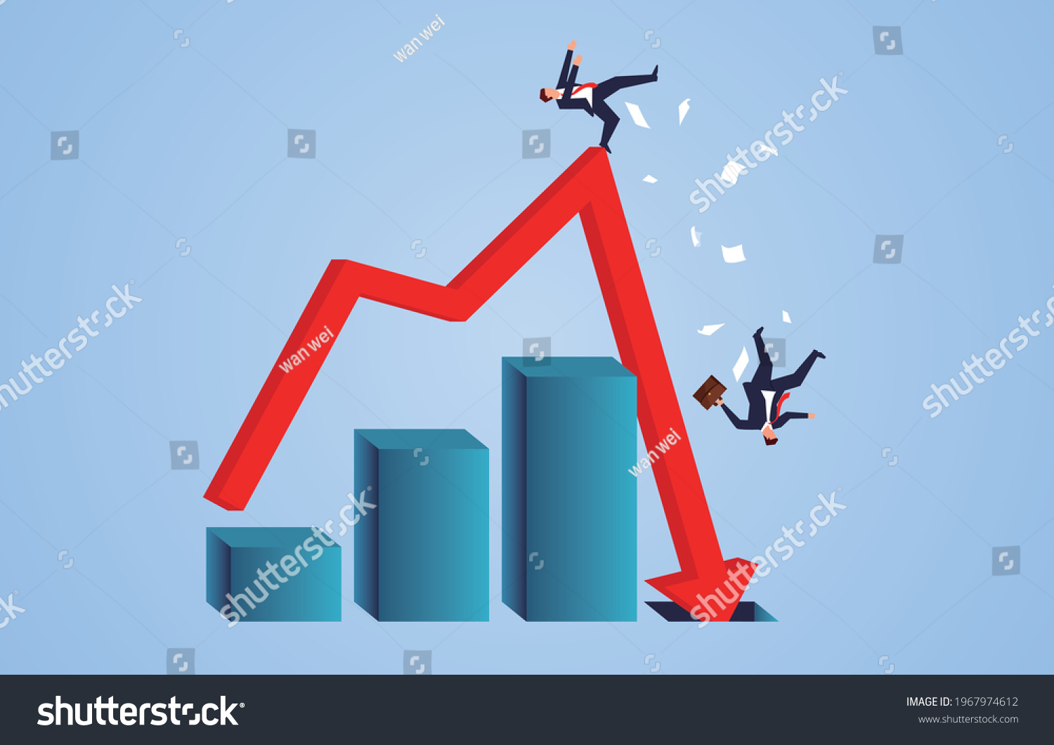 Falling business chart, failed business, - Royalty Free Stock Vector ...