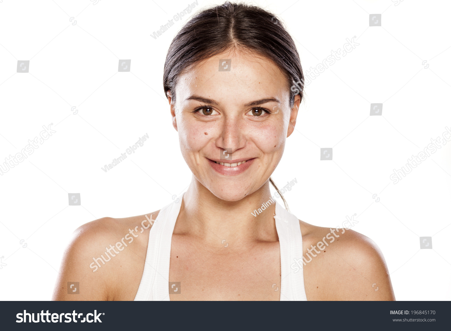 smiling young woman without make-up #196845170