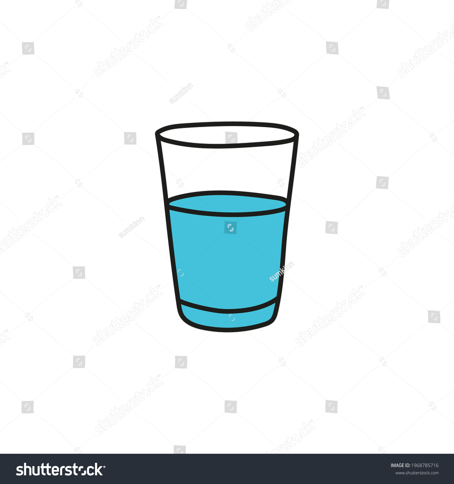 Vector sketch of hand drawn glass cup with water - Royalty Free Stock ...