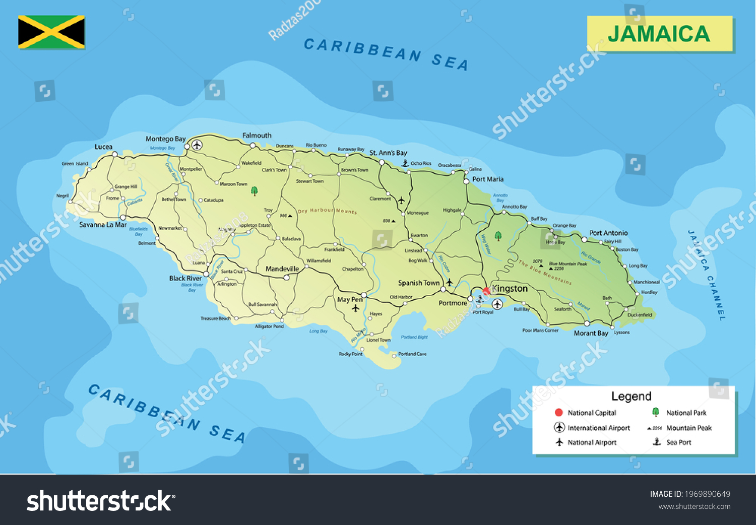 Vector illustration map of Jamaica - Royalty Free Stock Vector ...