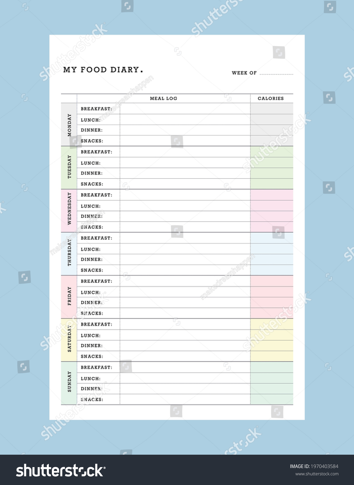 food-diary-planner-template-fitness-timetables-royalty-free-stock