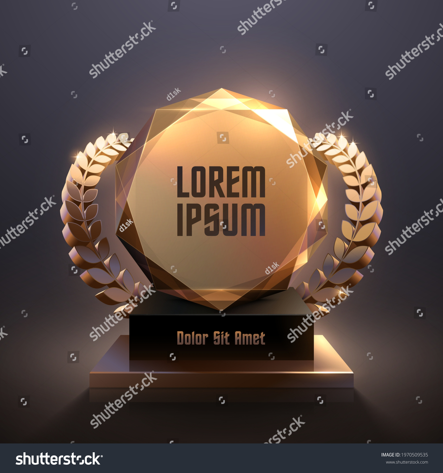Geometric gold award with laurel wreath #1970509535