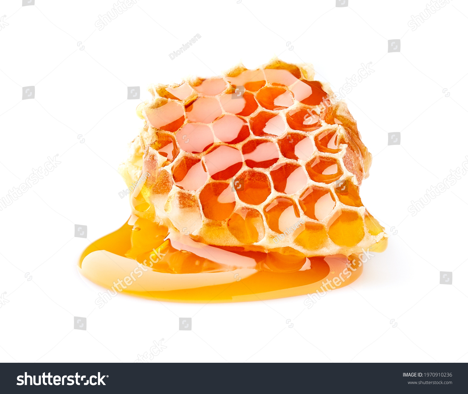 Honeycomb in closeup on white background #1970910236