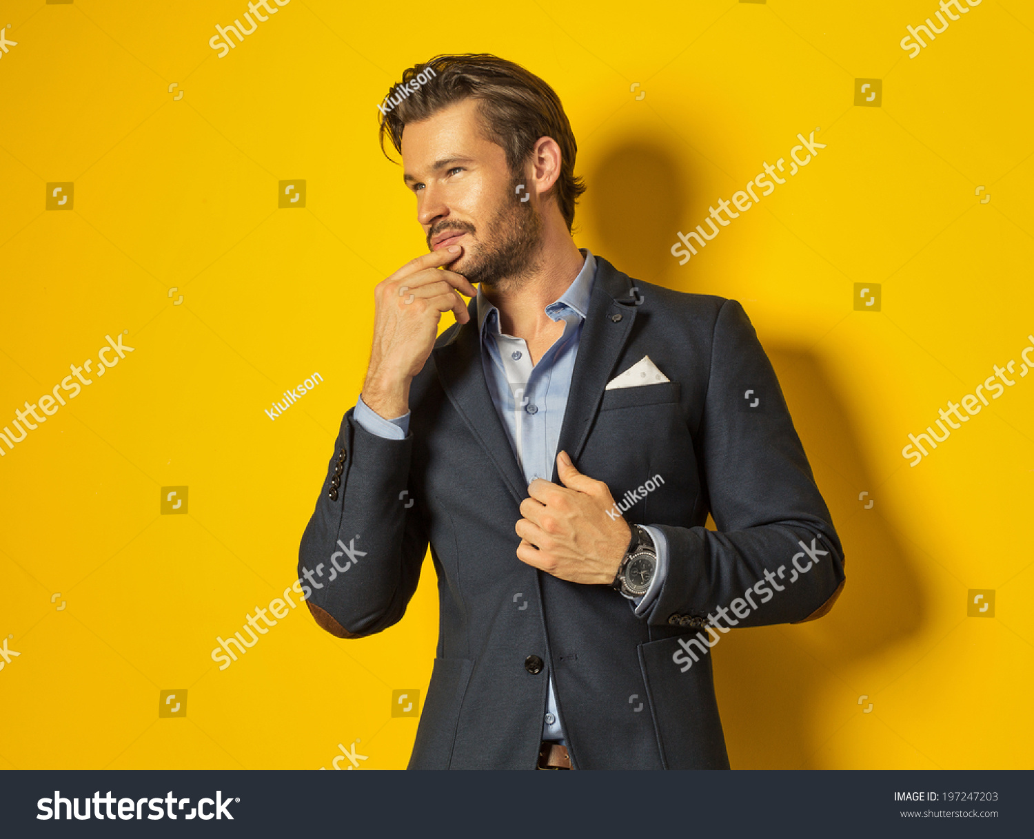 Smiling man on yellow background #197247203