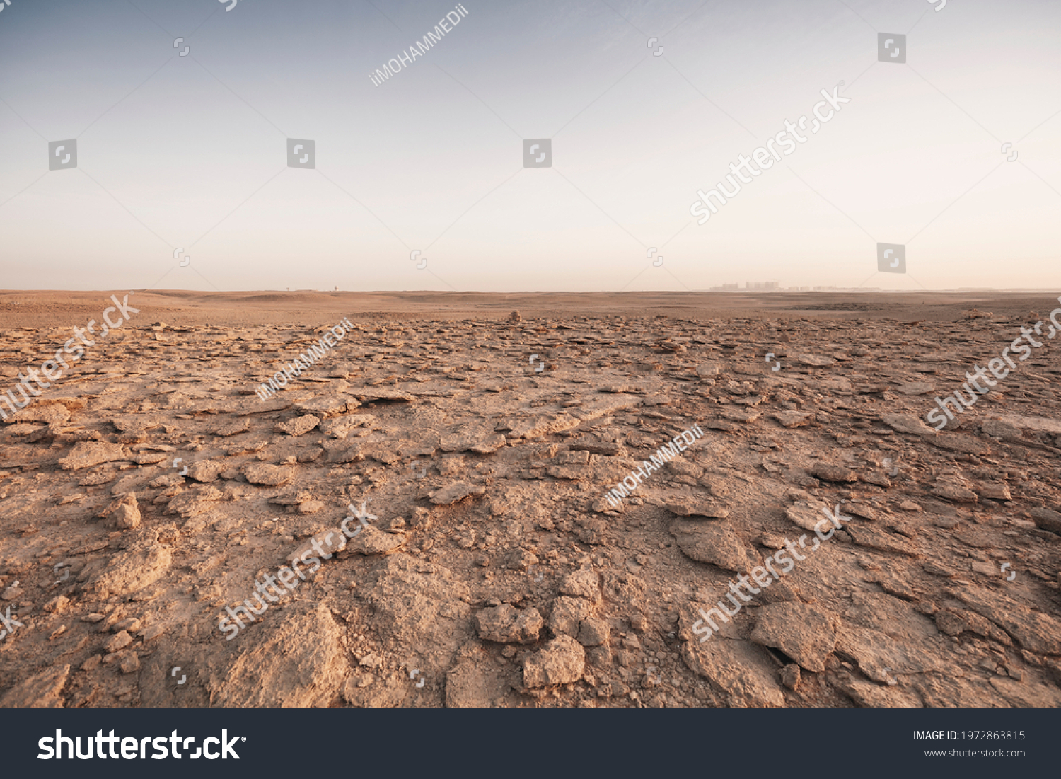 Flat rocky ground in Saudi Arabia #1972863815