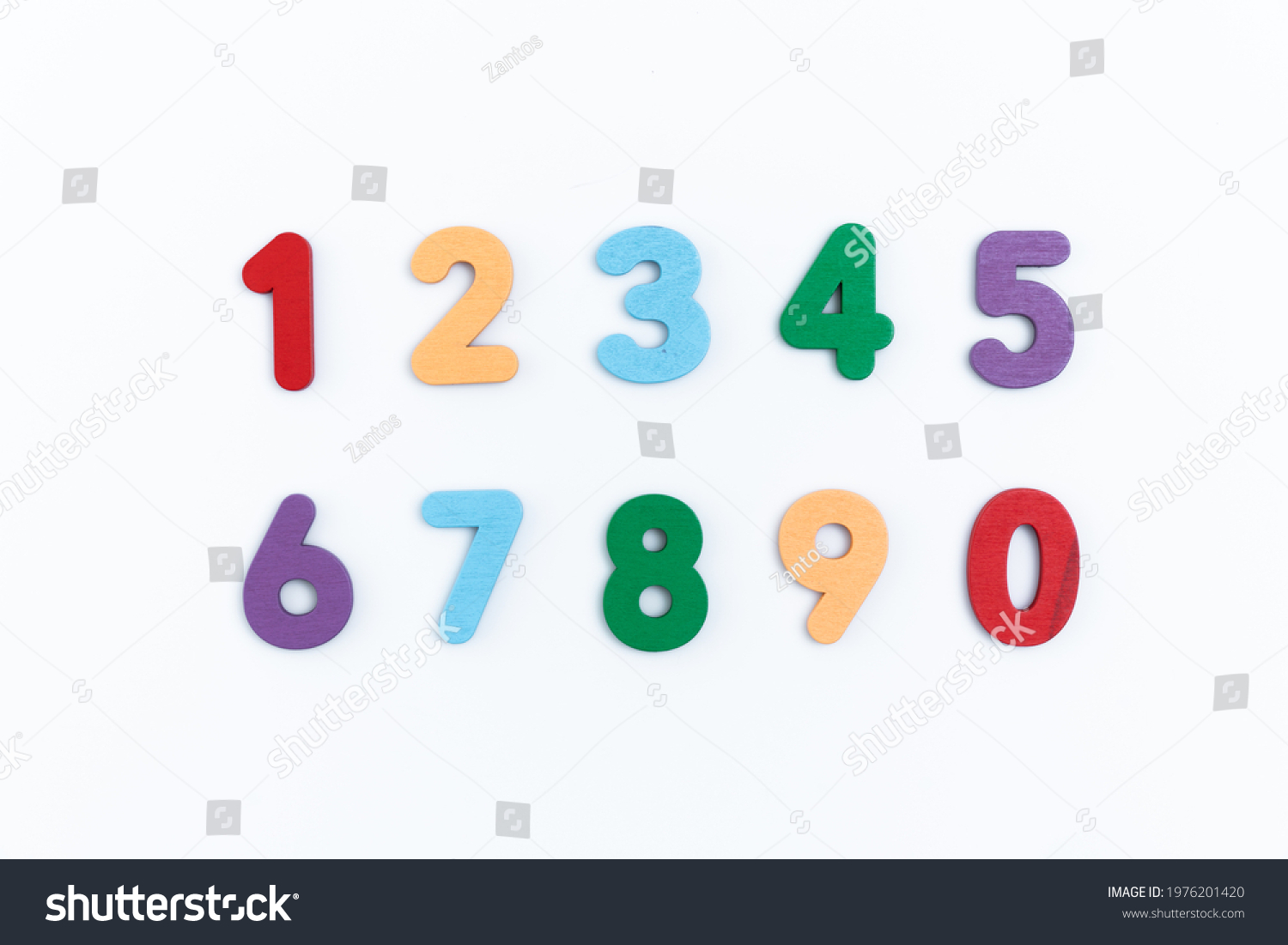 number on white background. Colorful letters on background closeup. Alphabet toy #1976201420