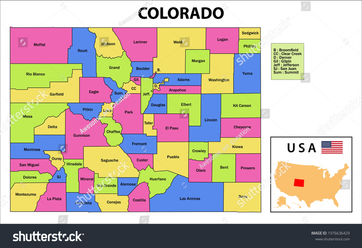 Colorado Map. State and district map of Colorado - Royalty Free Stock ...