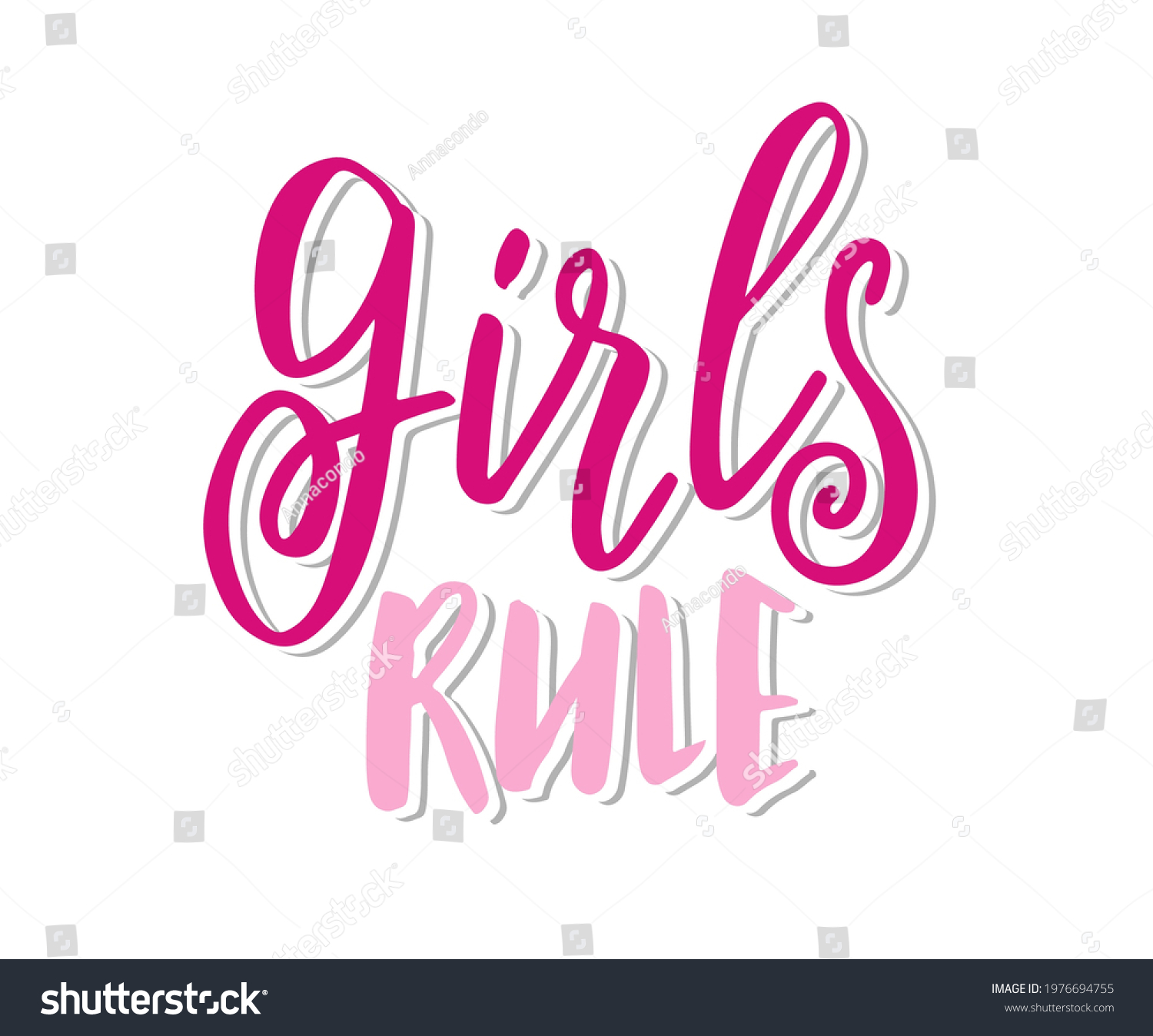 Vector Hand Drawn Feminism Quote - Girls Rule. - Royalty Free Stock ...