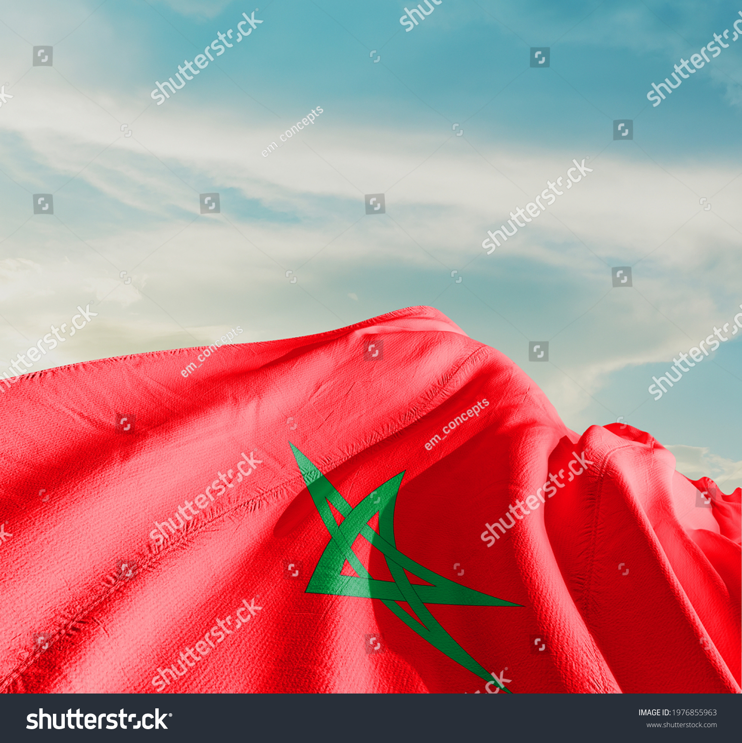 Morocco waving flag in the sky. #1976855963