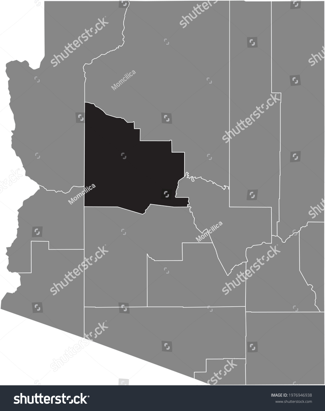 Black highlighted location map of the US Yavapai - Royalty Free Stock ...