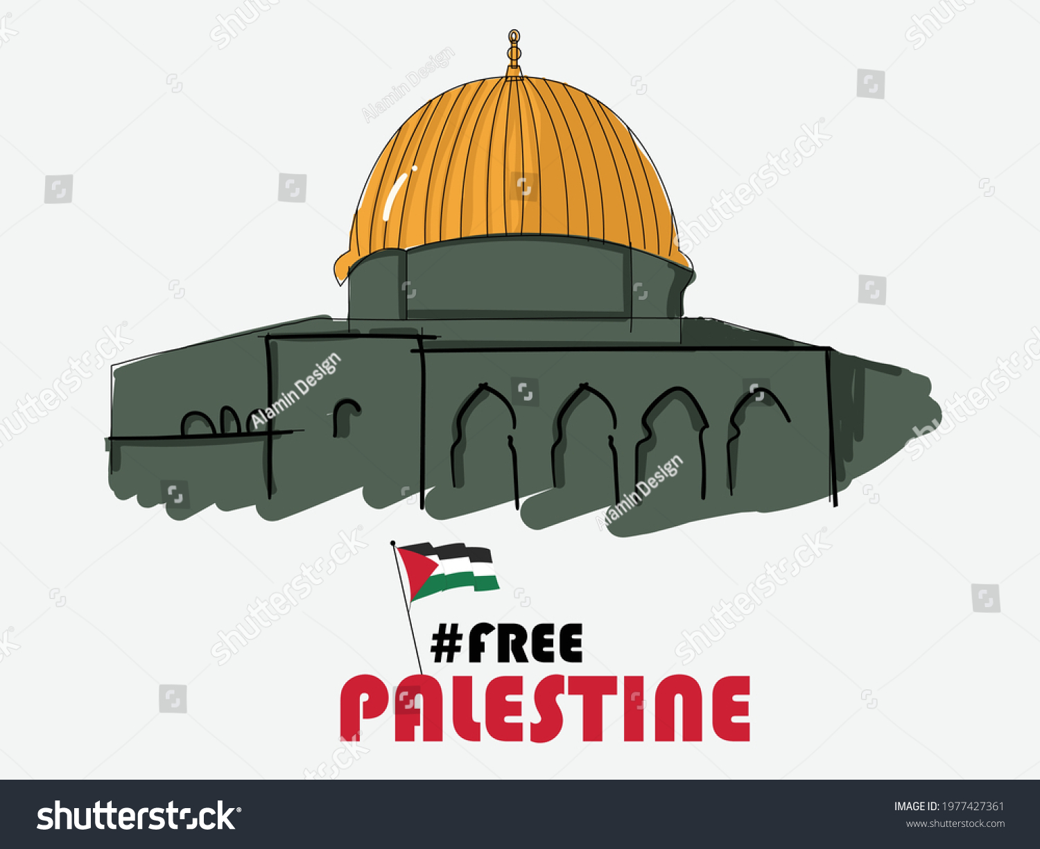 masjid al aqsa palestina poster - Royalty Free Stock Vector 1977427361 ...