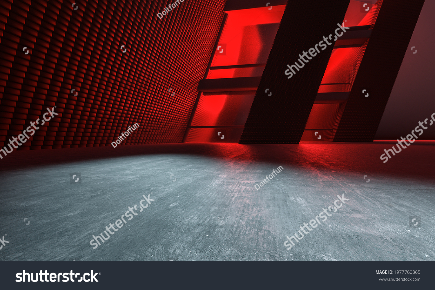 3D Illustration Red Design Architecture Background With Lighting #1977760865