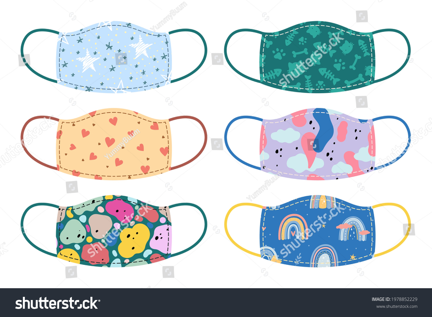 Medical mask. Cartoon respirators with kids - Royalty Free Stock Vector ...