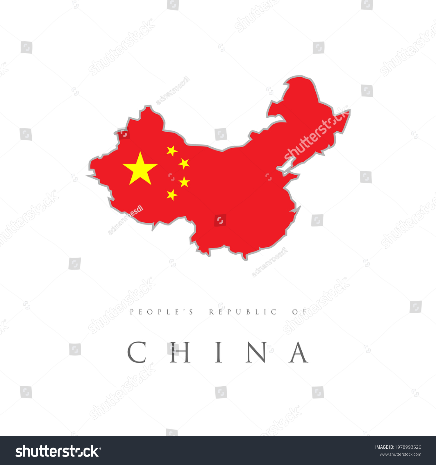 Peoples Republic of China Flag in Map Vector - Royalty Free Stock Vector 1978993526 - Avopix.com