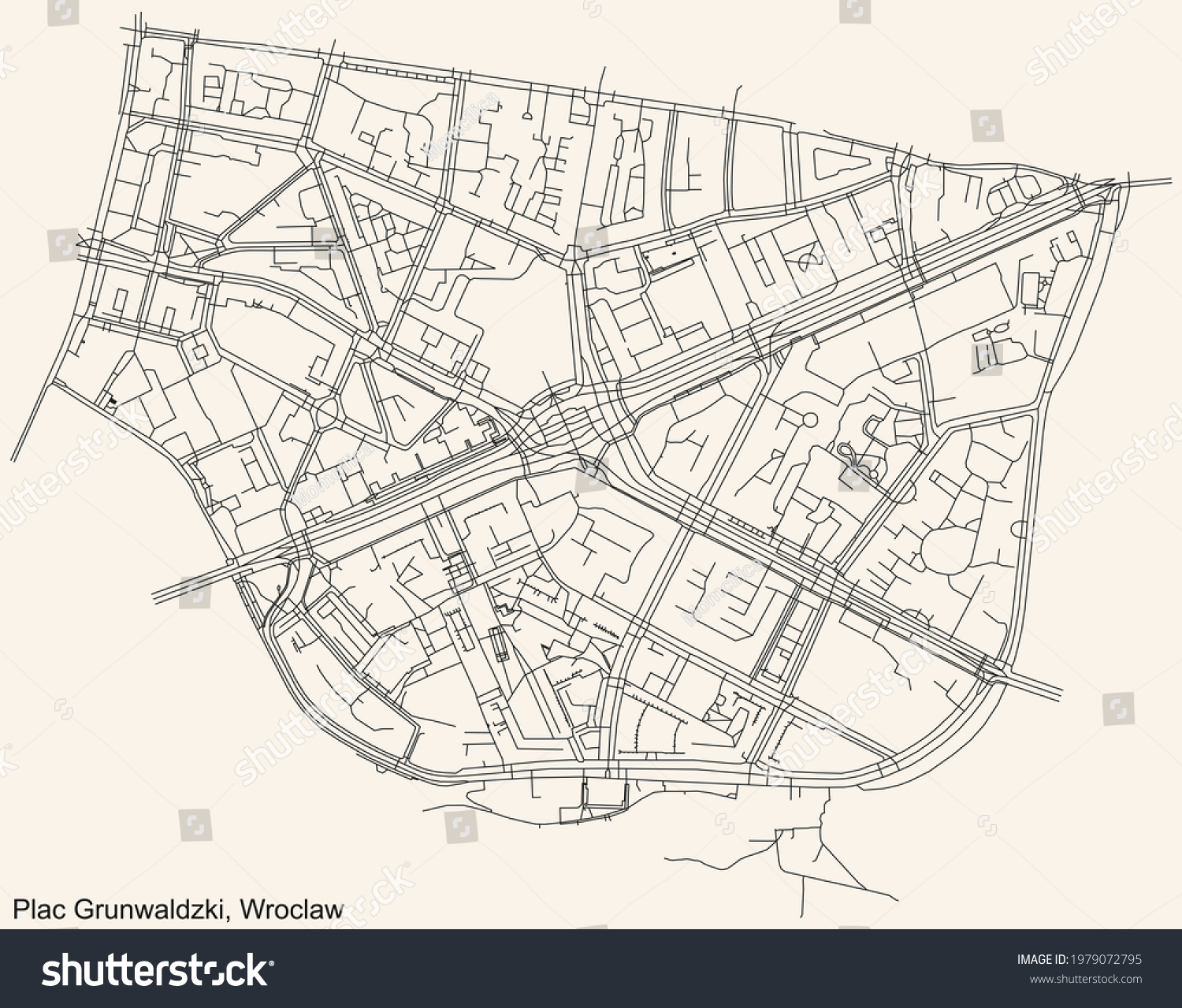 Black simple detailed street roads map on - Royalty Free Stock Vector ...