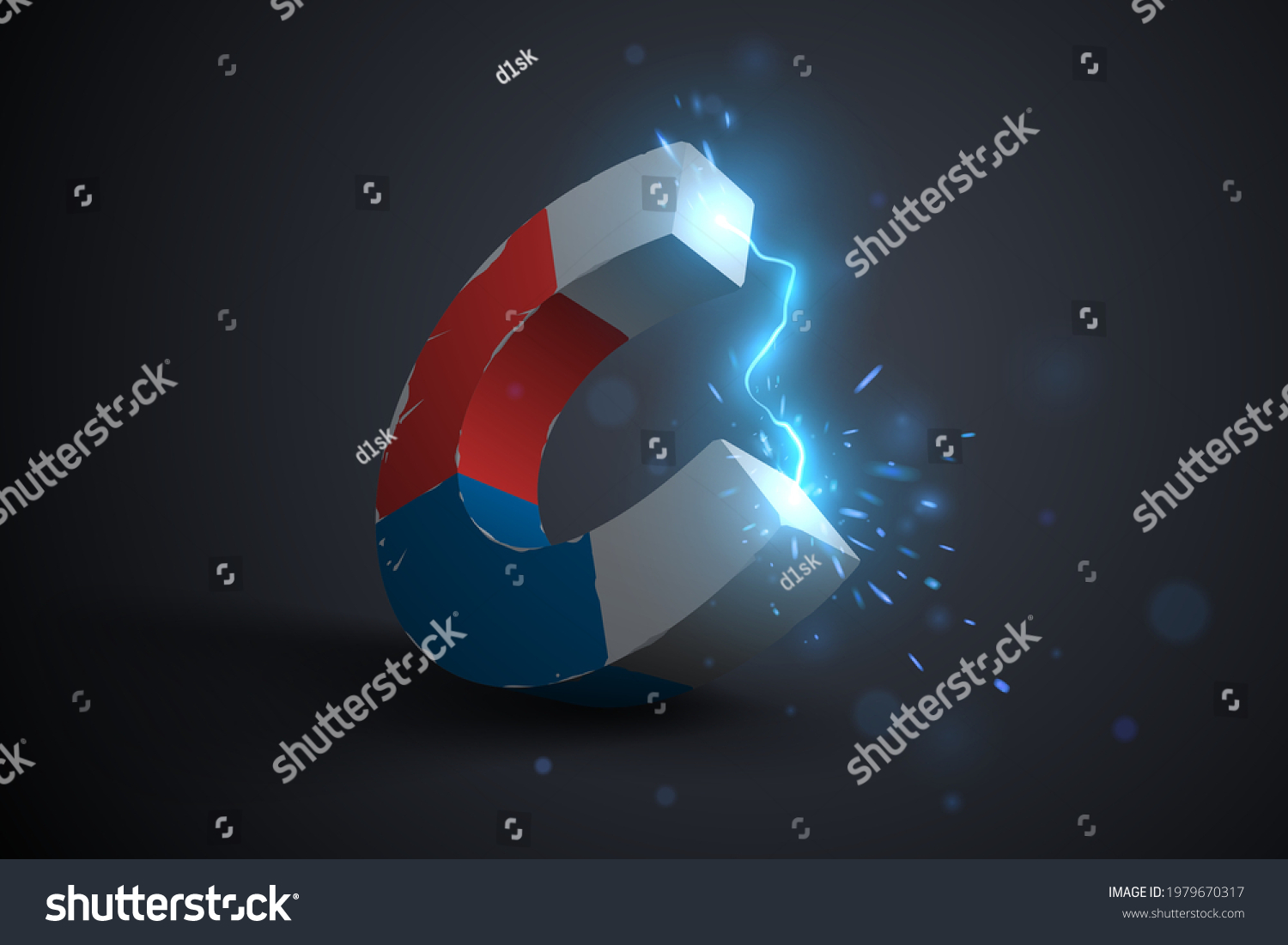 Blue and red magnet with lightning effect #1979670317