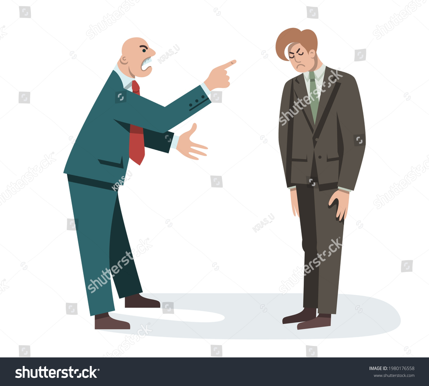 Disgruntled boss insults the employee. Angry - Royalty Free Stock ...