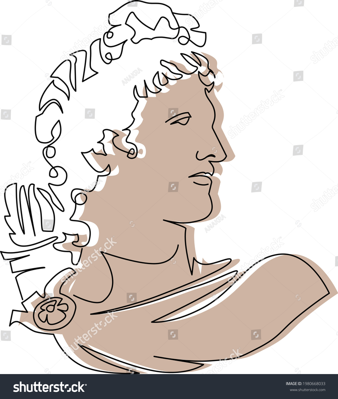 Ancient statue appolo archer line art print on - Royalty Free Stock ...