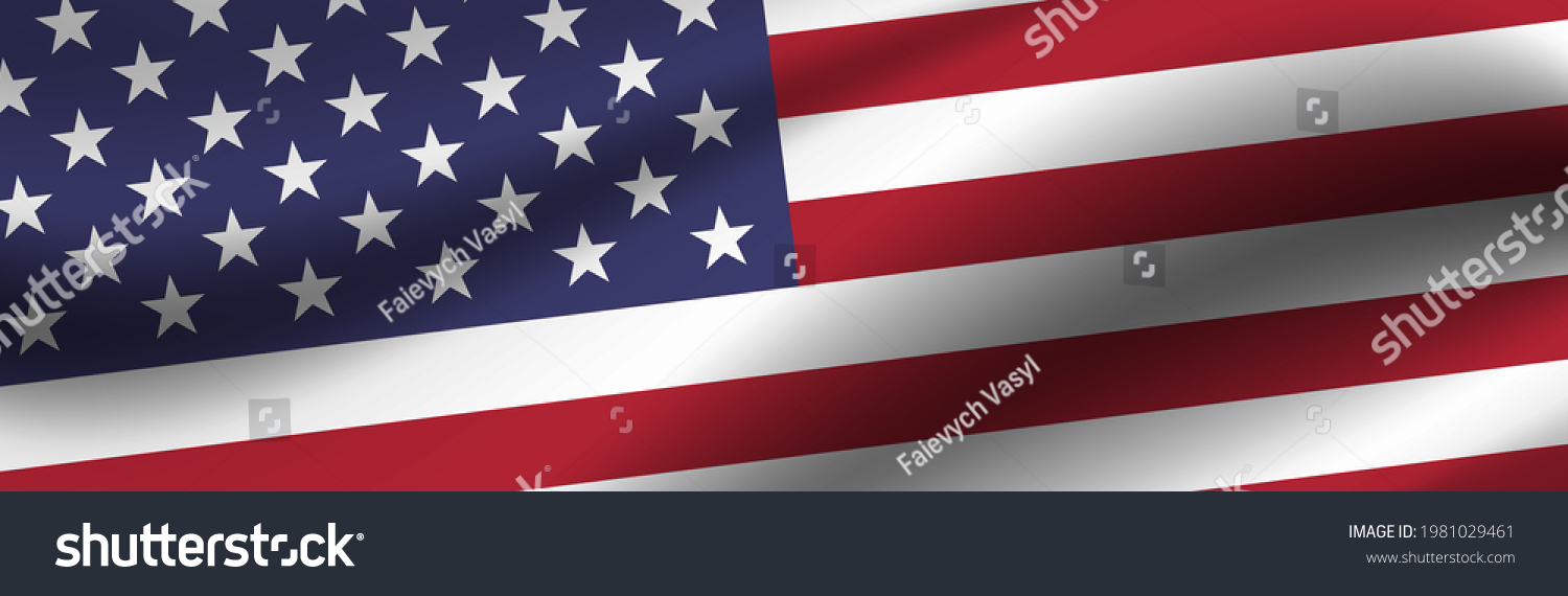 Banner with the flag of United States. Fabric texture of the flag of United States. #1981029461