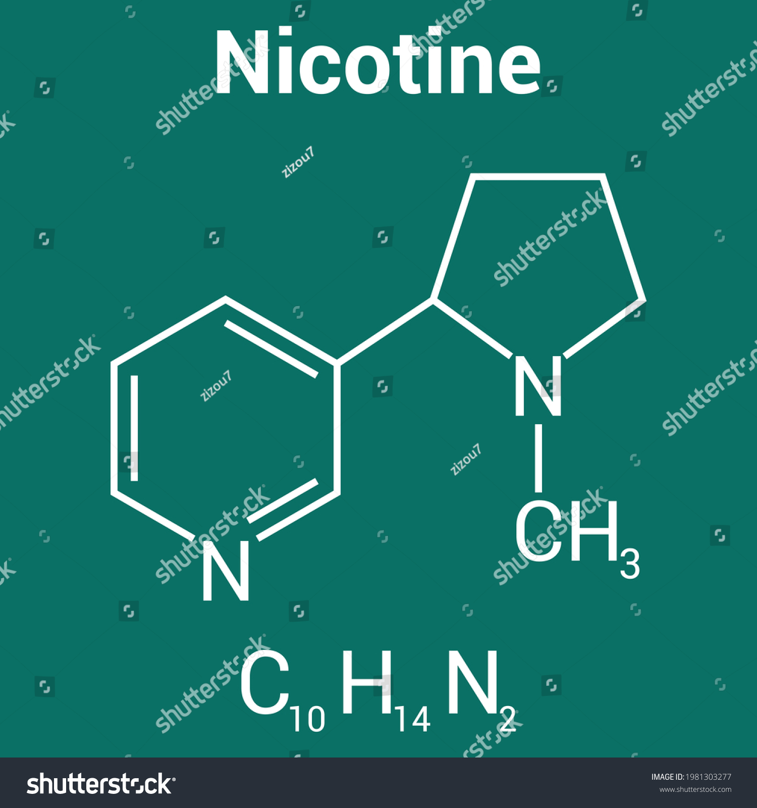 chemical structure of nicotine (C10H14N2) - Royalty Free Stock Vector ...