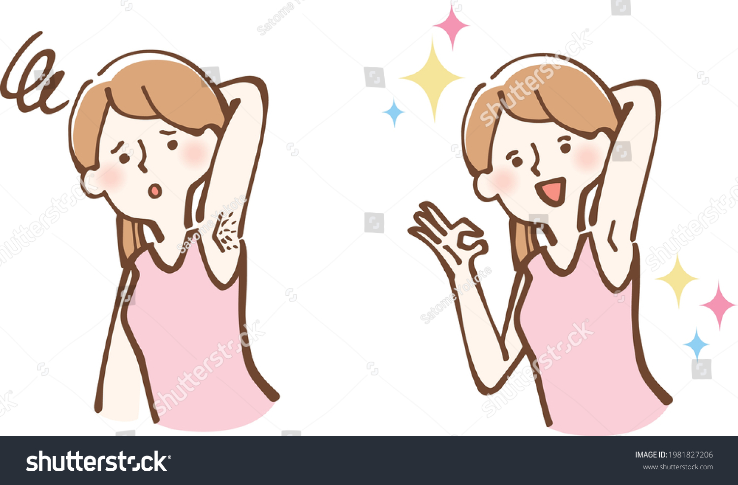 Armpit hair, female, hair removal set - Royalty Free Stock Vector ...