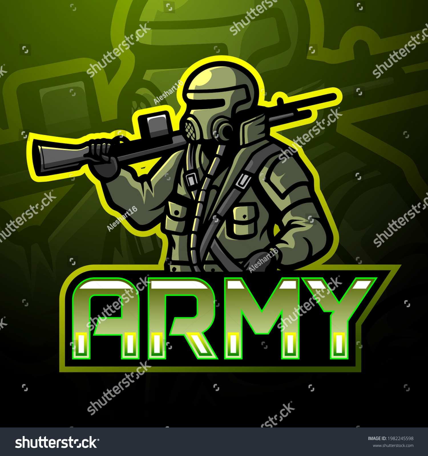 Army esport logo mascot design - Royalty Free Stock Vector 1982245598 ...