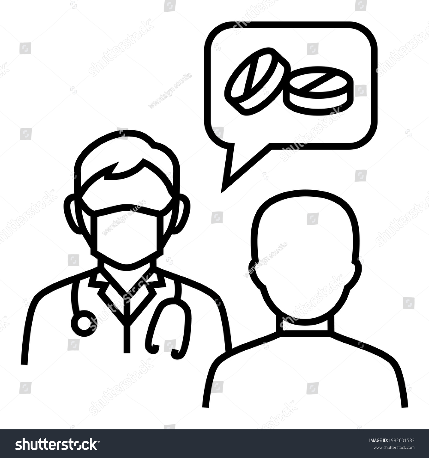 Male Doctor Wear Stethoscope Talking Royalty Free Stock Vector 1982601533 7533