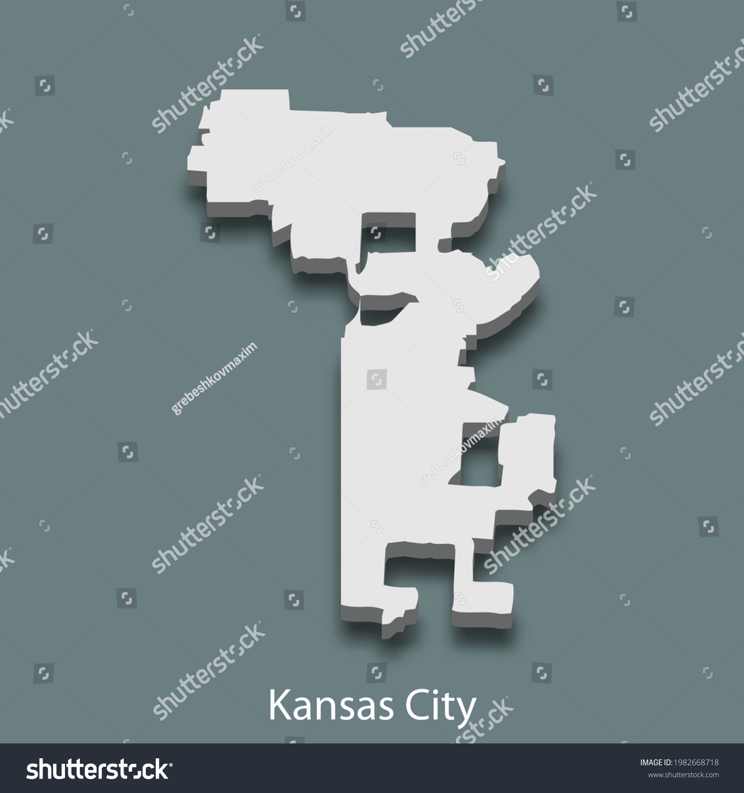 3d isometric map of Kansas City is a city of - Royalty Free Stock Vector 1982668718 - Avopix.com