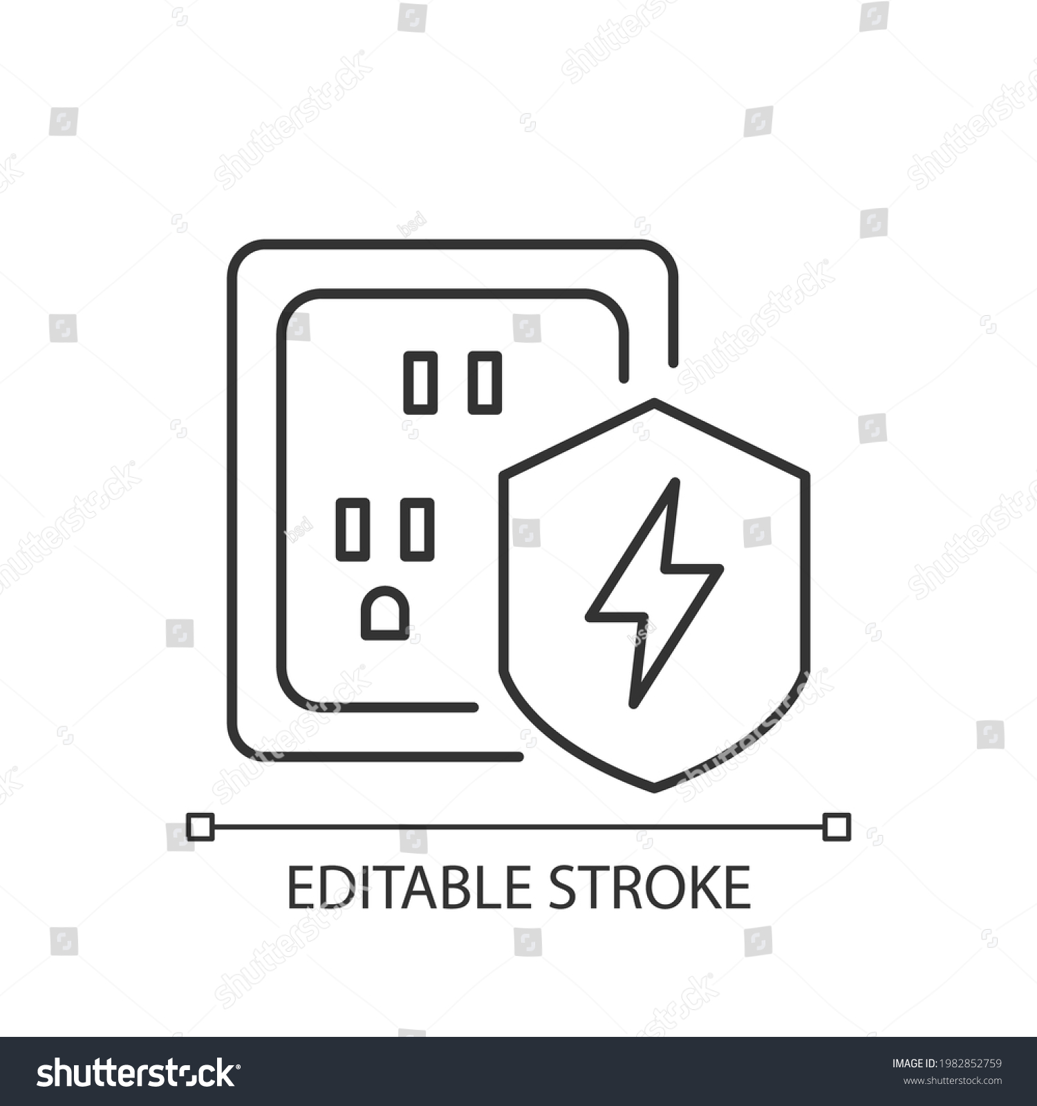 Surge protection linear icon. Electrical installation protection. Equipment safety in household. Thin line customizable illustration. Contour symbol. Vector isolated outline drawing. Editable stroke #1982852759