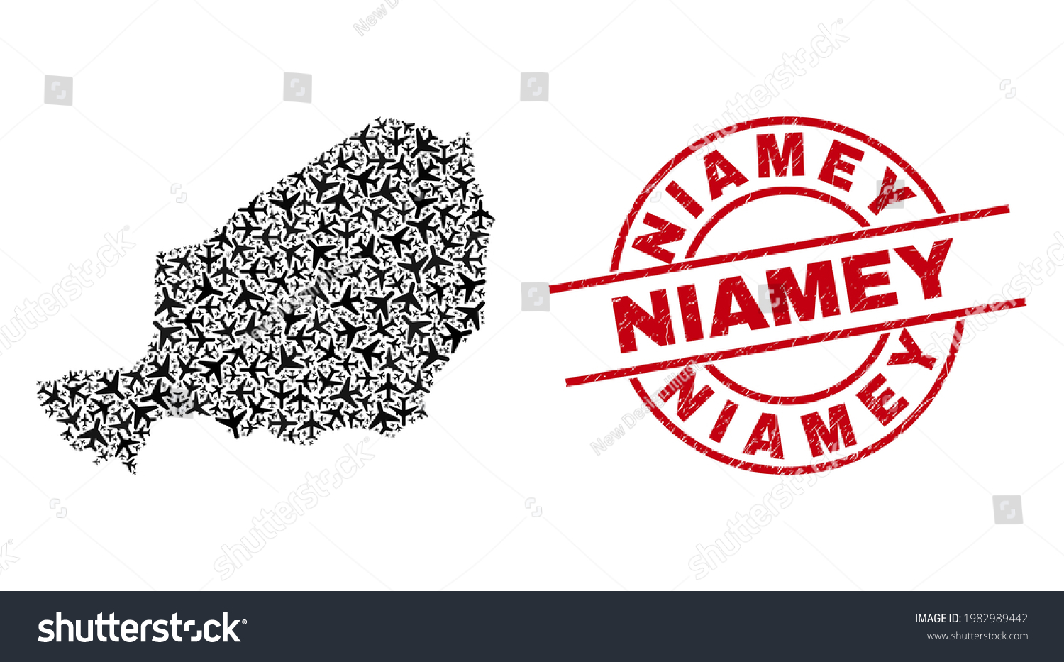 Niamey Textured Seal And Niger Map Mosaic Of Royalty Free Stock Vector 1982989442 