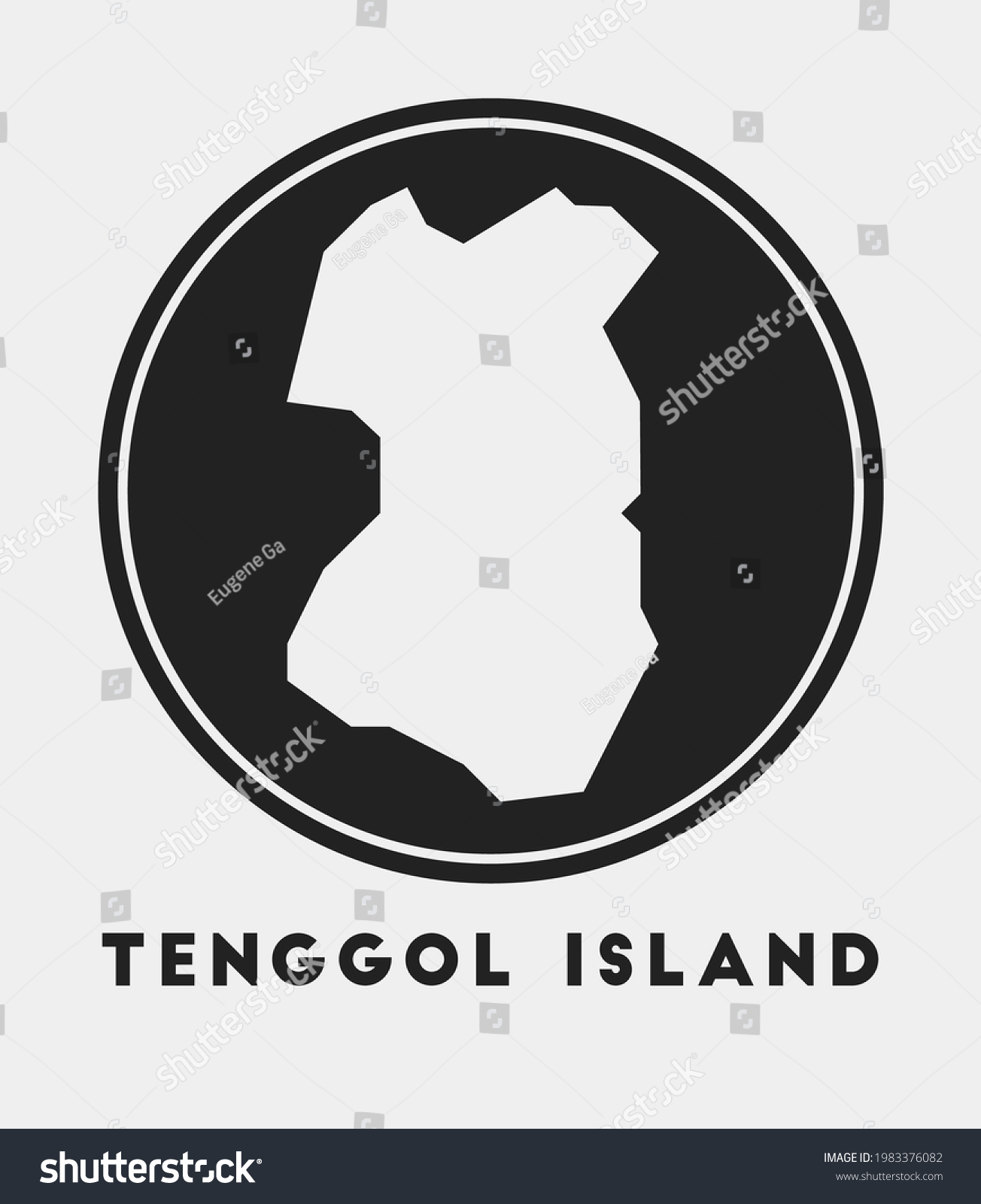 Tenggol Island icon. Round logo with border map - Royalty Free Stock ...