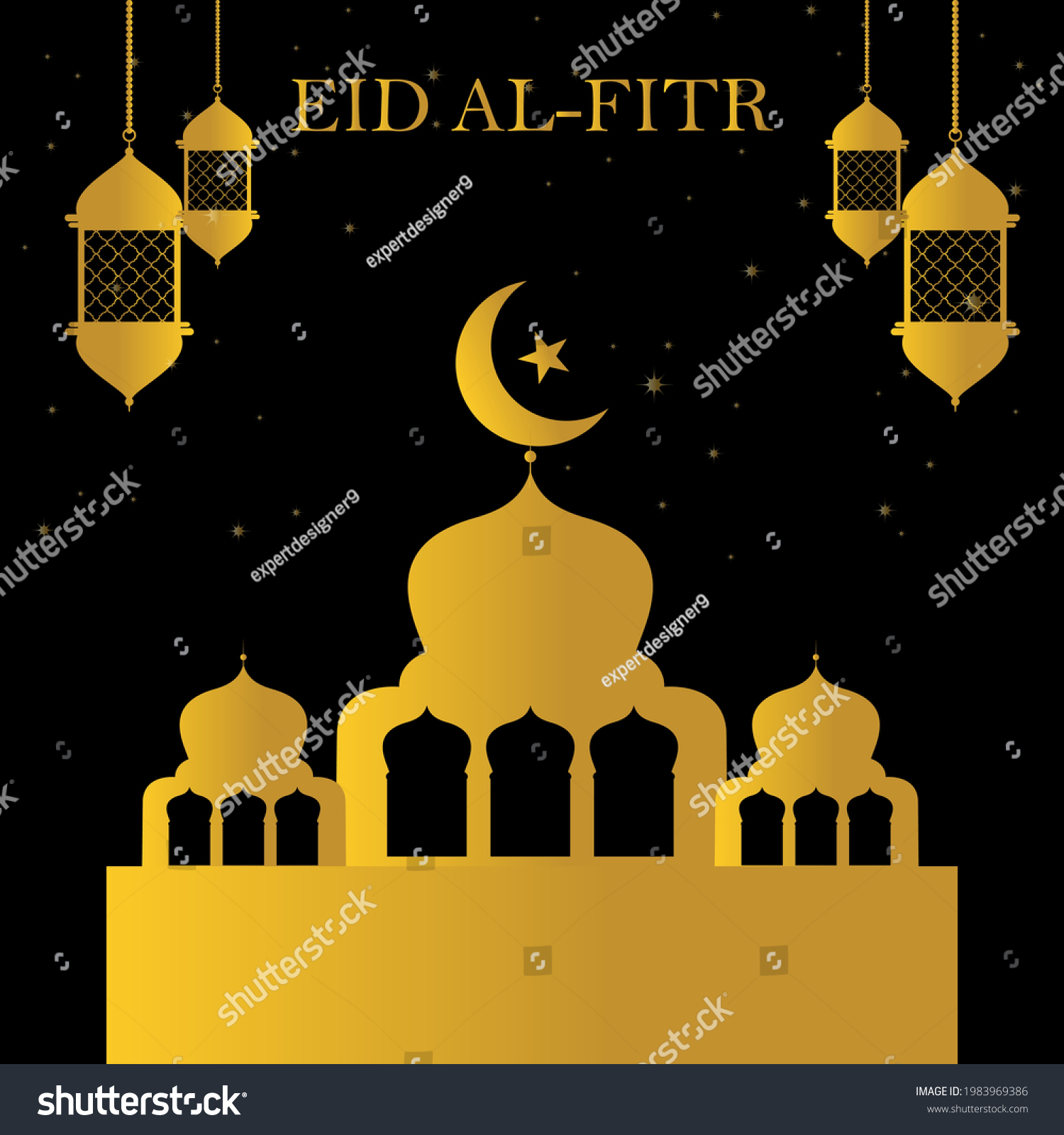 Eid Al Fitr Background. Islamic Arabic lanterns. - Royalty Free Stock ...