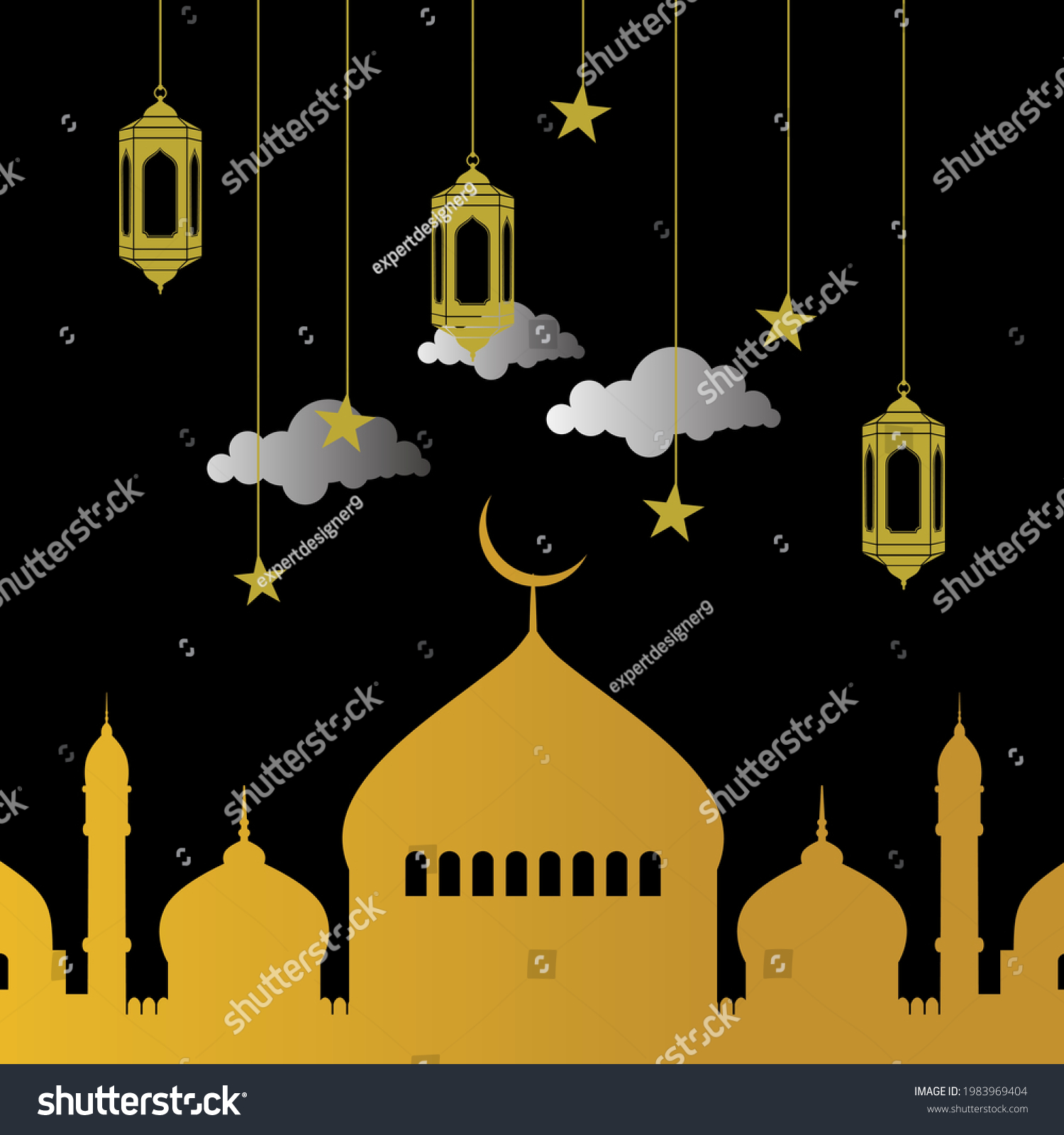 Eid Al Fitr Background. Islamic Arabic lanterns. - Royalty Free Stock ...