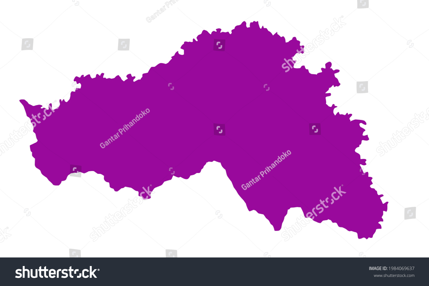 Purple silhouette map of Belgorod Oblast in Russia #1984069637