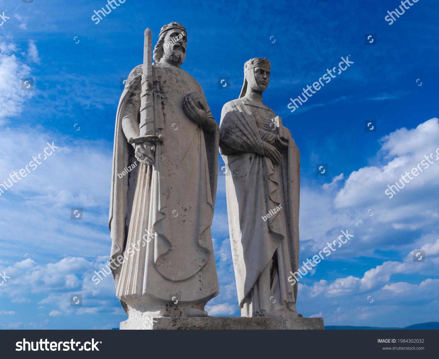 Statue of Szent Istvan king and Gizella queen in Veszprem #1984302032
